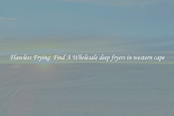 Flawless Frying: Find A Wholesale deep fryers in western cape