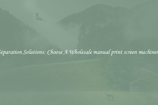 Separation Solutions: Choose A Wholesale manual print screen machinery